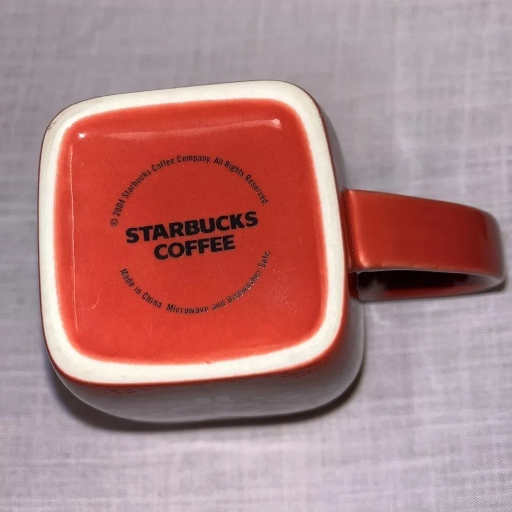 Starbucks 2004 Red Snowflake Square Coffee Mug - Picture 4 of 4